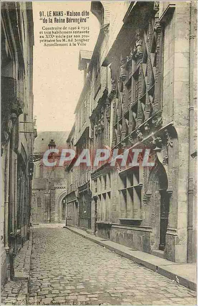 Le Mans - Maison dite 'de la Reine Bérengère' — construite en 1490, restaurée au XIXe siècle, éditeur A. Béthyaud, n°91 - Recto