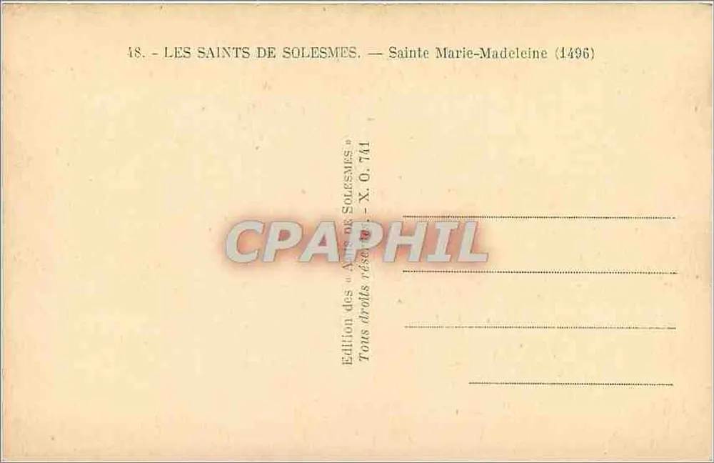 Sainte Marie-Madeleine — (1496) — Ausgabe der « Saints de Solesmes » - Rückseite