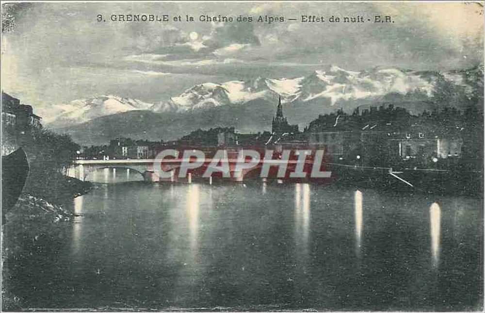 Grenoble und die Kette der Alpen — Nachteffekt — E.R. - Vorderseite