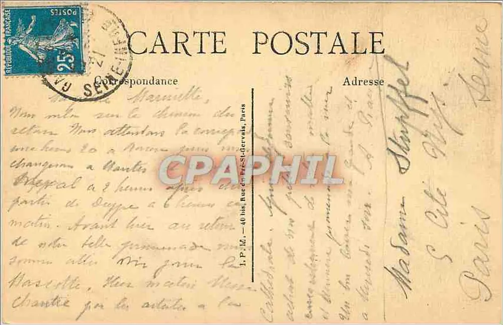 Rouen — Le Portail principal de la Cathédrale — Édition M.-F., Paris - Verso