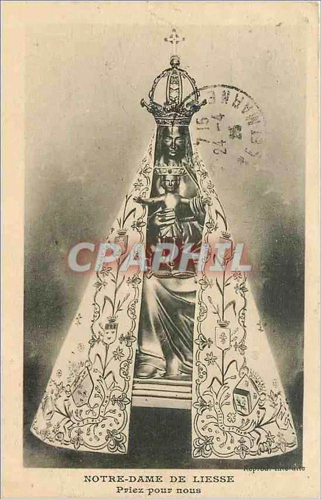 Notre-Dame de Liesse — statue de la Vierge à l'Enfant — Phototypie J. Béralmé, Reims - Recto