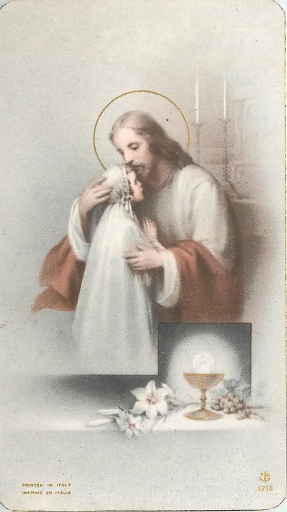 Jesus umarmt ein Kind — Kommunion — In Italien gedruckt, n° 1218 - Vorderseite