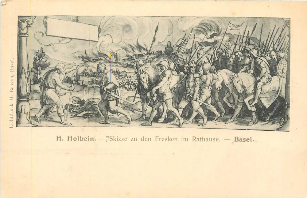 H. Holbein — Skizze zu den Fresken im Rathaus — Basel — Lithografie H. Besson Basel - Vorderseite
