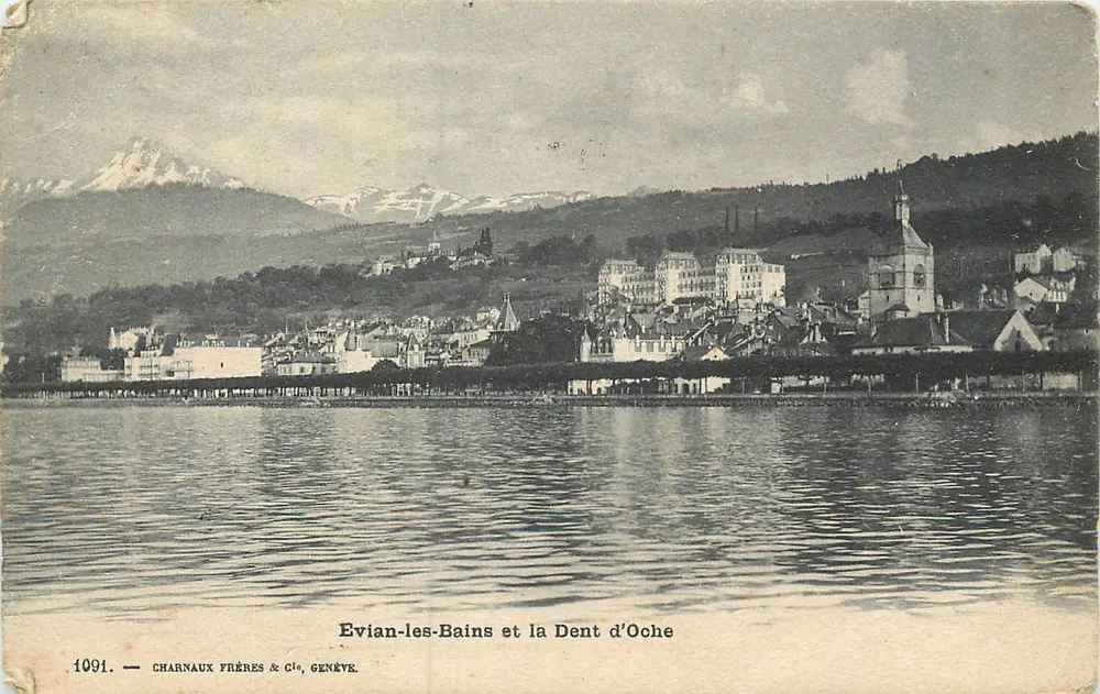 Evian-les-Bains en de Dent d'Oche — Charnaux Frères & Cie, Genève, n° 1091 - Voorkant