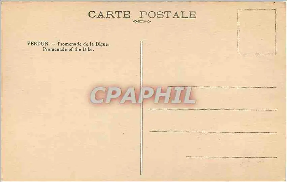 Verdun — Promenade de la Digue — Carte postale - Verso