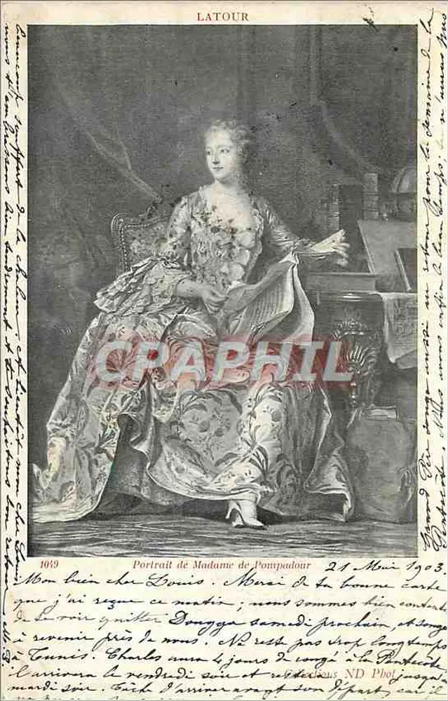 Madame de Pompadour — Retrato por Latour — editor ND, n° 1069 - Frente