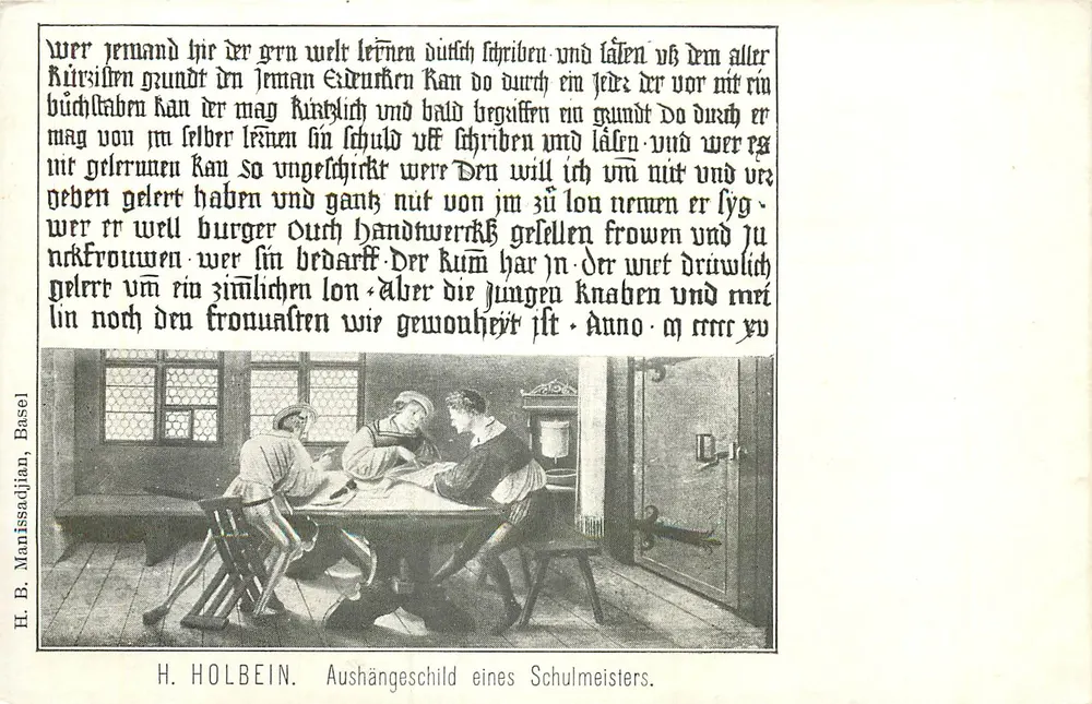 H. Holbein — Aushängeschild eines Schulmeisters — H. B. Manissadjan, Basel - Frente