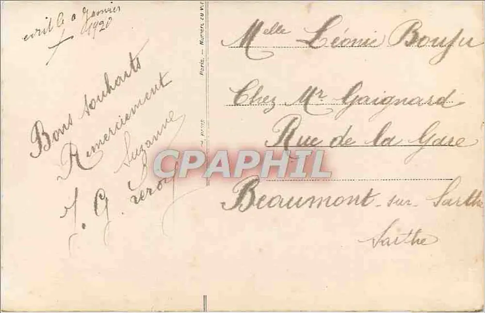 Jovem mulher com rosas — Feureuse d'Annie — editor desconhecido - Verso