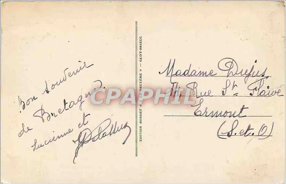 St-Brieuc — Embouchure du Légué, le Phare et la Plage St-Laurent — Édition Robert (La Bretèche) - Verso