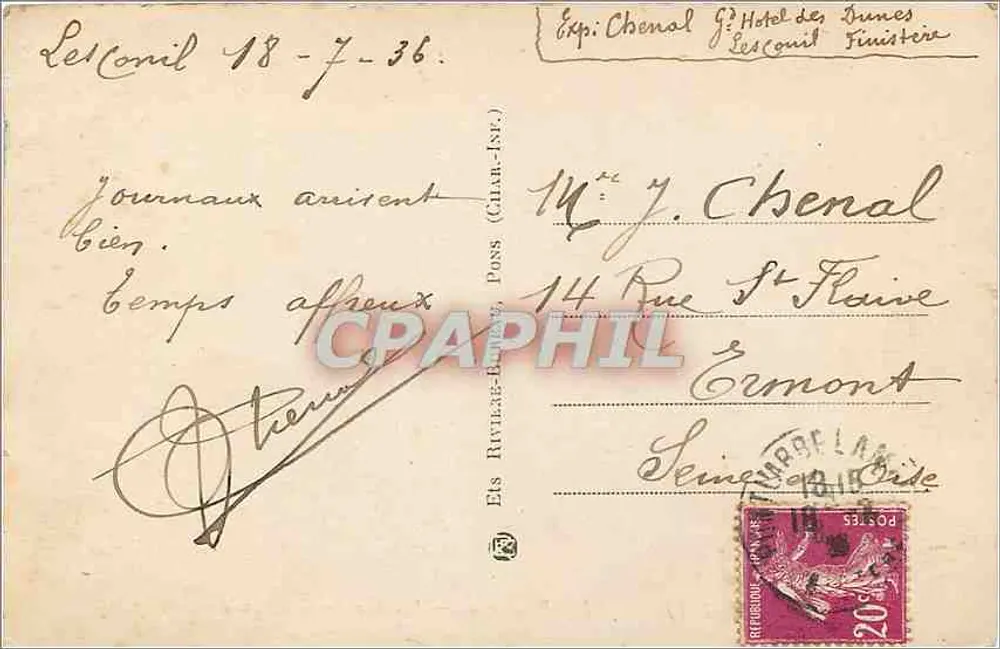 Lesconil (Finistère) — Rocca Le Goudoule — 3301 - Verso