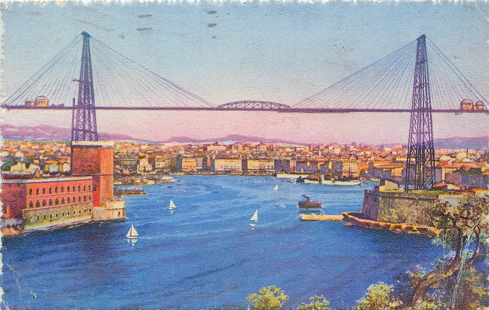 Most Transbordeur w Marsylu — widok panoramiczny — wydawca nieznany, nr 188 - Awers