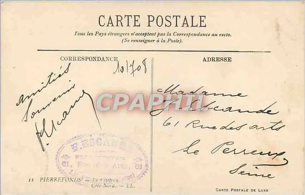 Castelo de Pierrefonds — vista noturna sob a lua — Carta Postal de Luxo - Verso