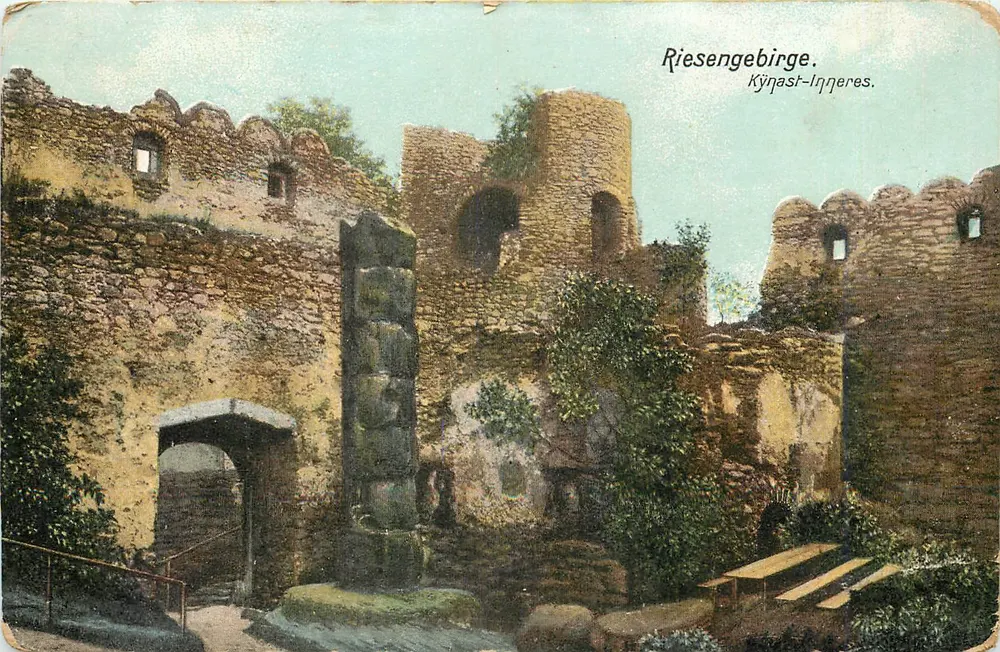 Ruínas do castelo de Kýnast-Ingeres — Riesengebirge — editor não identificado, número de série não visível - Frente
