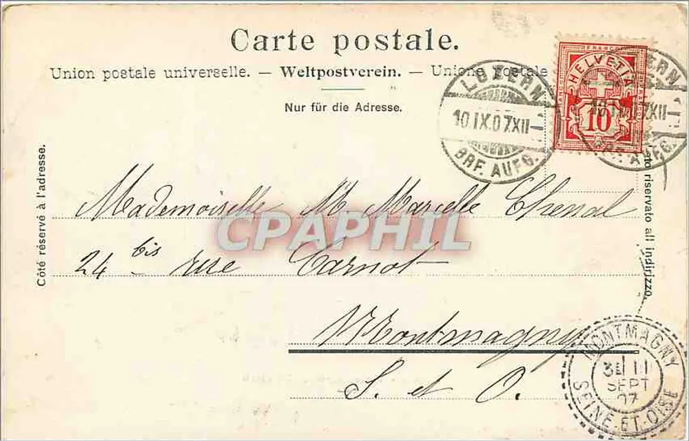 Lucerna - Torre da Água e Gütsch — Edição Photoglob Co Zürich, n°98 - Verso
