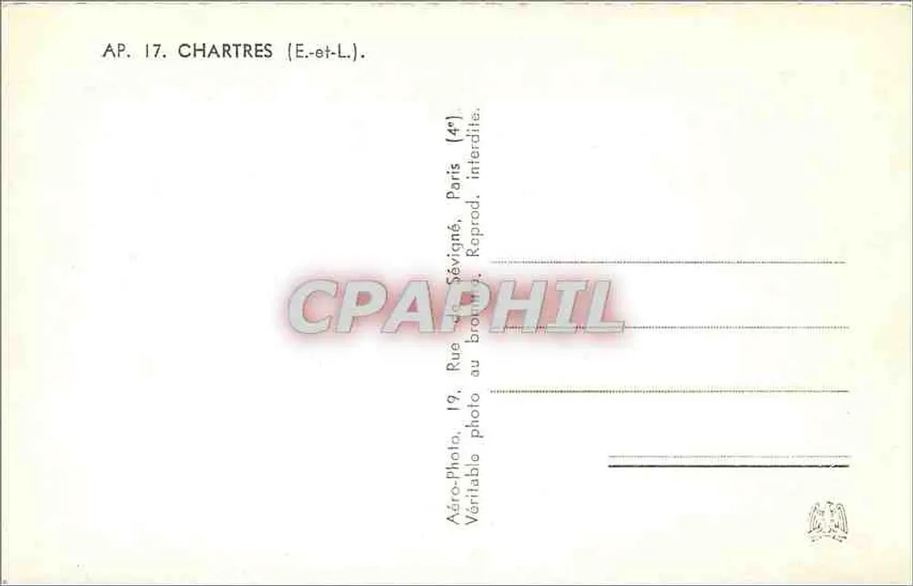 Chartres — visão aérea da catedral e do centro da cidade — Aéro-Photo - Verso