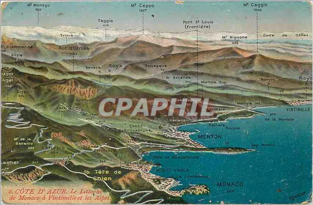 Côte d'Azur. Der Küstenstreifen von Monaco bis Vintimille und die Alpen — A. Sauvaibo-Nice - Vorderseite