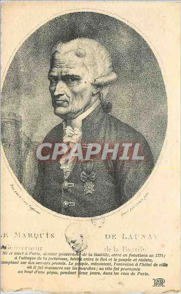 O Marquês de Launay — Último governador da Bastilha — Editor: Melurdein Frères, Paris - Frente