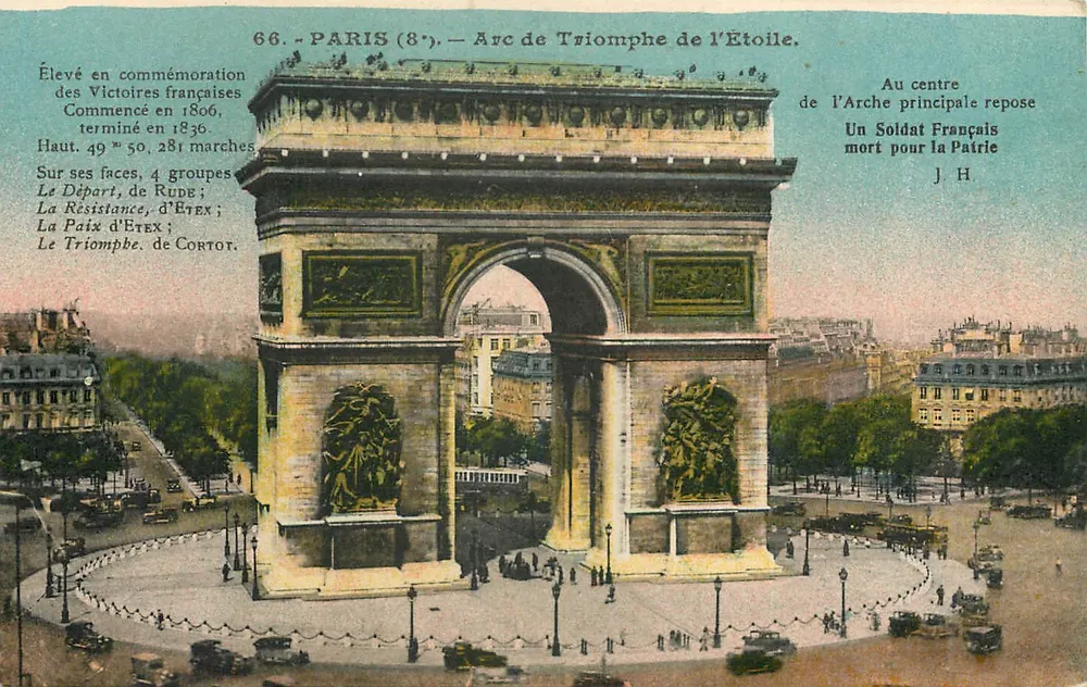 Paris (8e) — Arco do Triunfo da Estrela — L. Boston, edição 50, Rue du Temple, Paris - Frente