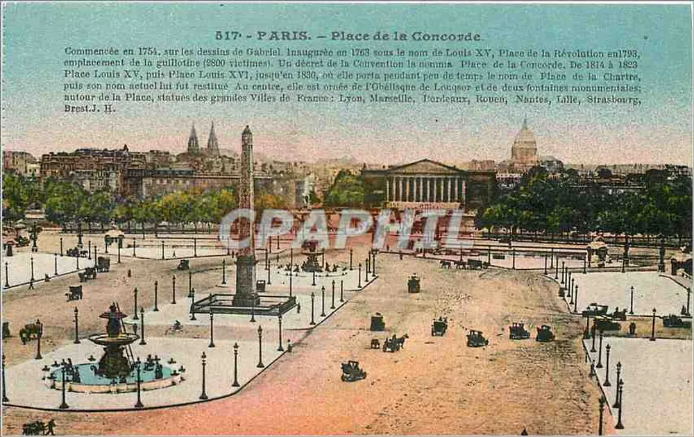 Paris - Place de la Concorde — vista histórica com obélisco e fontes — editor L. Boisson, Paris - Frente