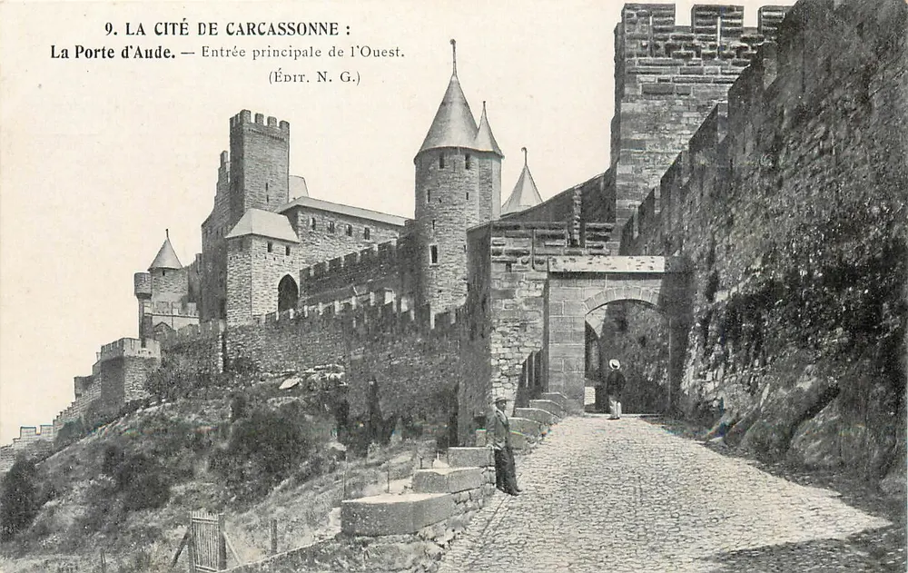 Carcassonne — La Porte d'Aude — Haupteingang im Westen — (Édit. N.G.) - Vorderseite