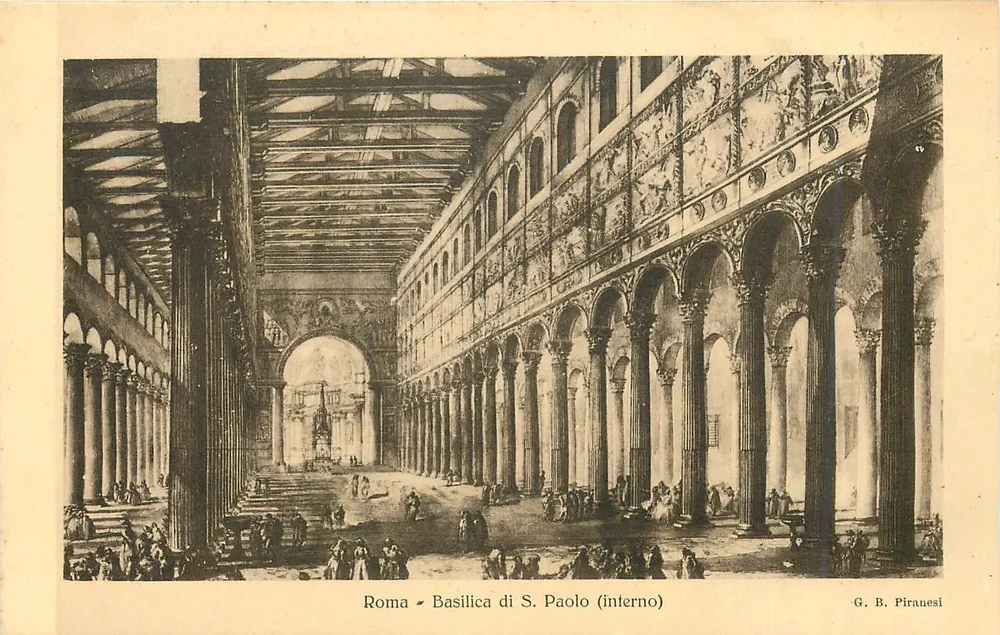 Roma - Basílica de S. Paulo (interno) — gravura de G. B. Piranesi - Frente