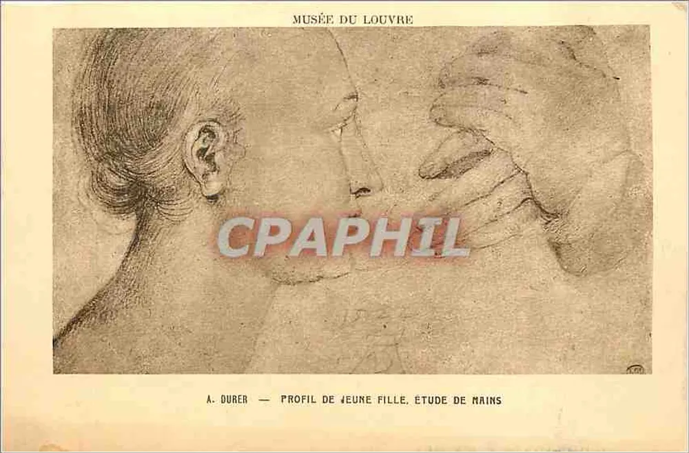 A. Dürer — Profil einer jungen Frau, Studie der Hände — Musée du Louvre - Vorderseite