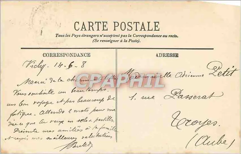 Vichy - Un Coin du Parc des Célestins — Éditeur L. L. n° 267 - Verso