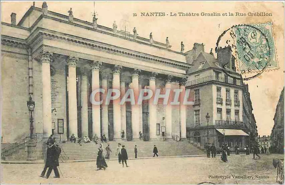 NANTES - Das Theater Graslin und die Rue Crébillon — Phototypie Vasselier, Nantes, n°25 - Vorderseite