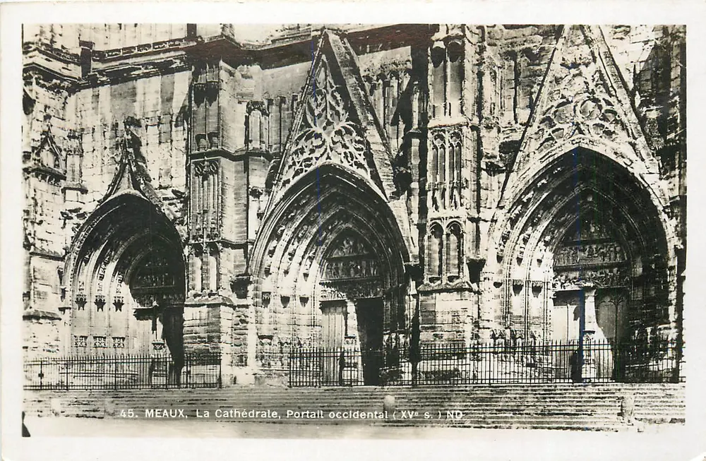 Meaux, A Catedral, Portal Ocidental (século XV) ND - Frente