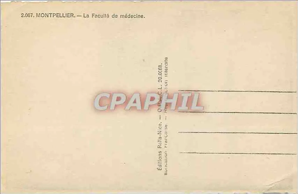 Montpellier — A Faculdade de Medicina — Edições Ralla-Nice - Verso