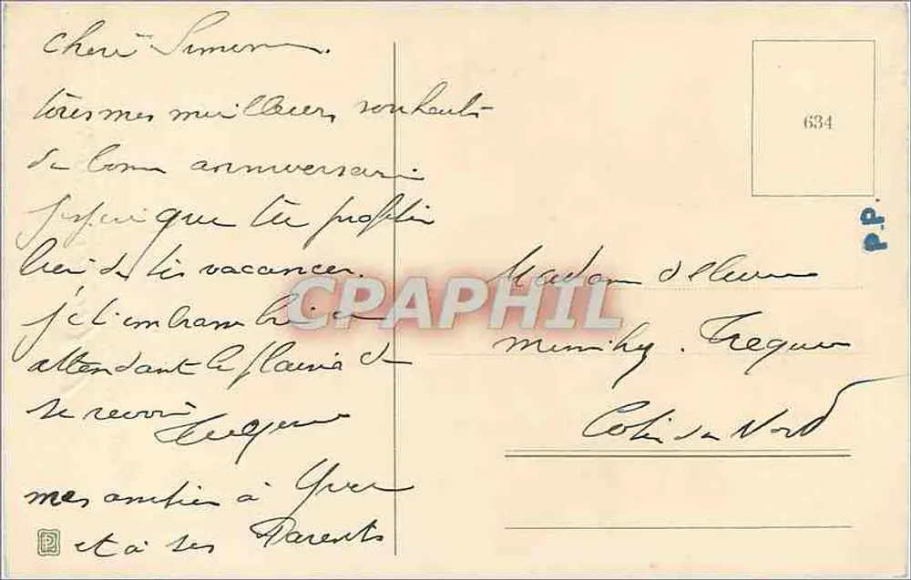 Arranjo de rosas — Aniversário — editor não identificado, n° de série 634 - Verso