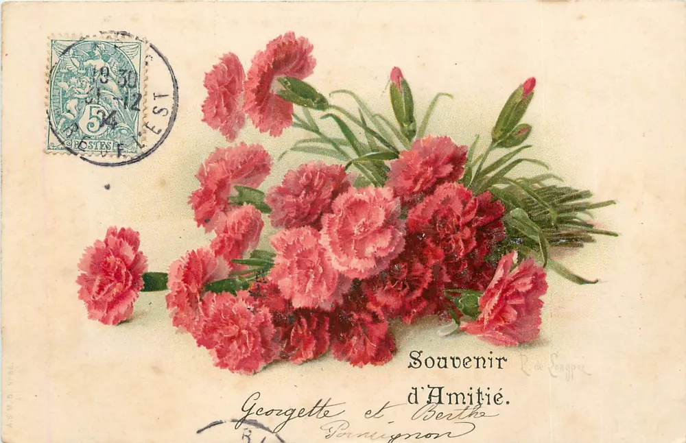 Bukiet geranium — Pamiątka przyjaźni — R. de Congpie - Awers