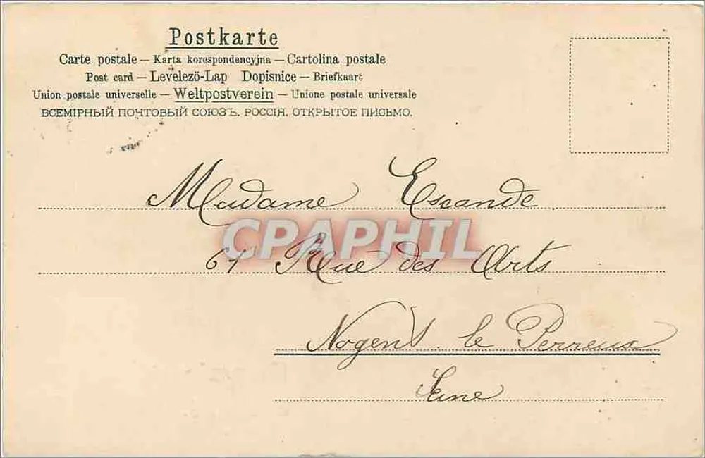 Bukiet geranium — Pamiątka przyjaźni — R. de Congpie - Rewers