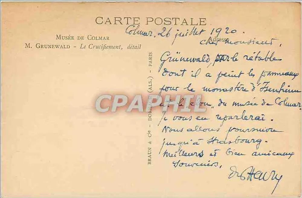 Crocificación — detalle — M. Grunewald - París - Reverso