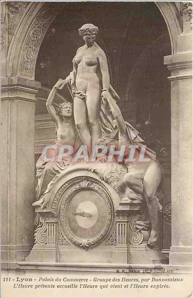 Lyon - Palais van het Handel - Groep van de Uren, van Bonnassieux - Voorkant