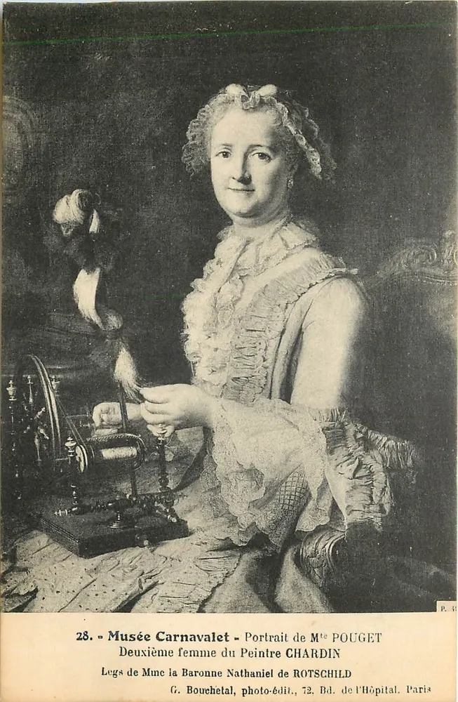 Retrato da Sra. Pouget — Segunda esposa do pintor Chardin — G. Bouchetal, editor de fotografias, 72, Av. de l'Hôpital, Paris - Frente