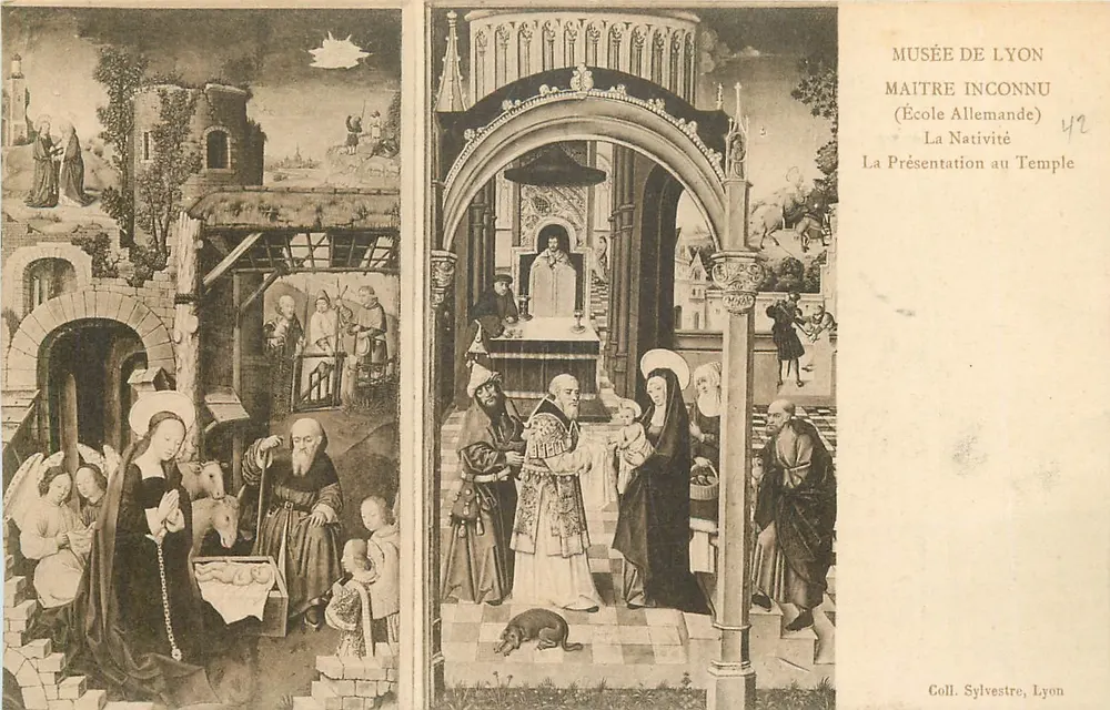 Museu de Lyon — Mestre Desconhecido (Escola Alemã) — A Natividade e A Apresentação no Templo - Frente