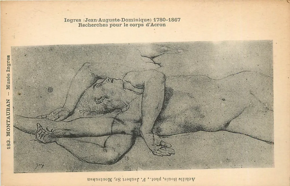 Ingres — Recherches pour le corps d'Acron — Achille Bouis, phot. F. Jaubert, Sr. Montauban - Recto