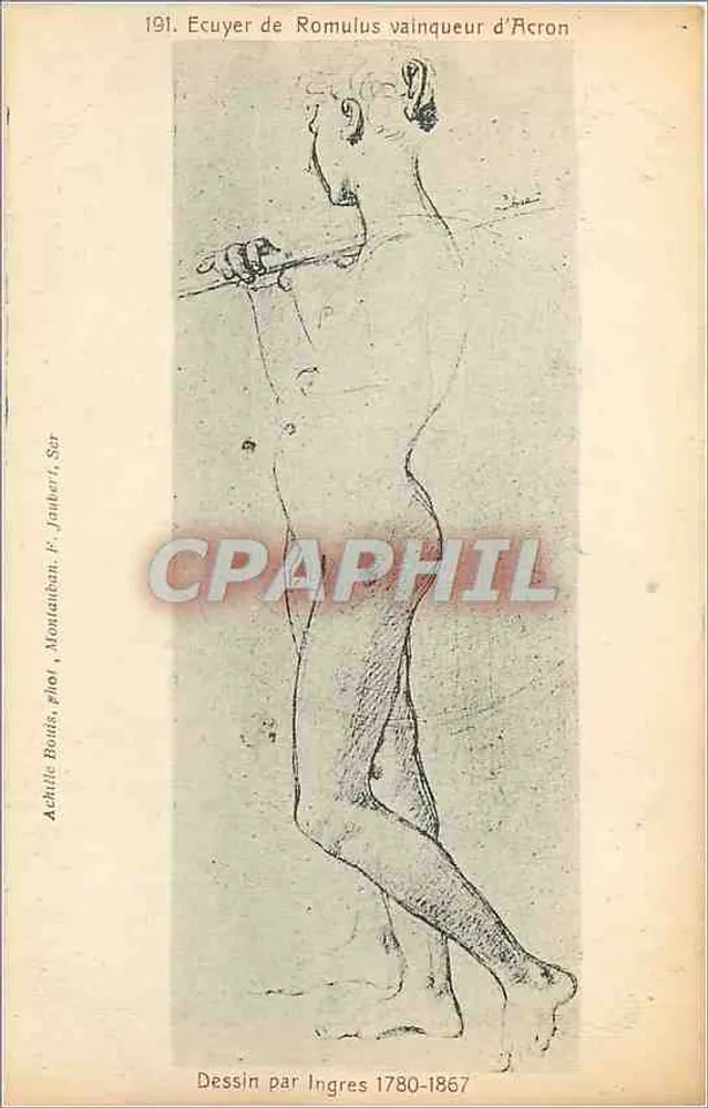 Ecuyer de Romulus vencedor de Acron — Desenho por Ingres 1780-1867 — Achille Bautis, editor - Frente