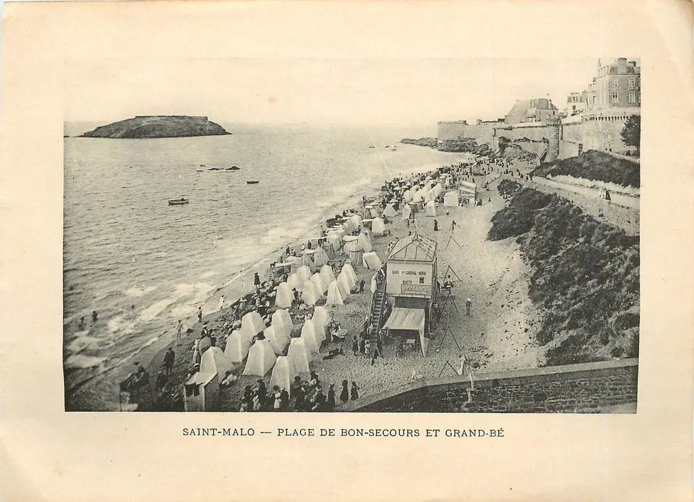 Saint-Malo — Plage de Bonsecours et Grand-Bé — La Mare aux Canards et le Château - Recto