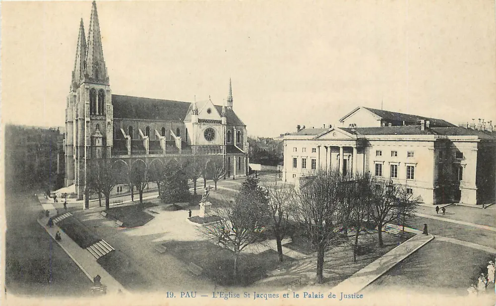 Pau — L'Église Saint-Jacques et le Palais de Justice - Recto