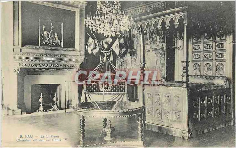 Pau — Schloss — Zimmer, in dem Heinrich IV geboren wurde — Nr. 9 - Vorderseite