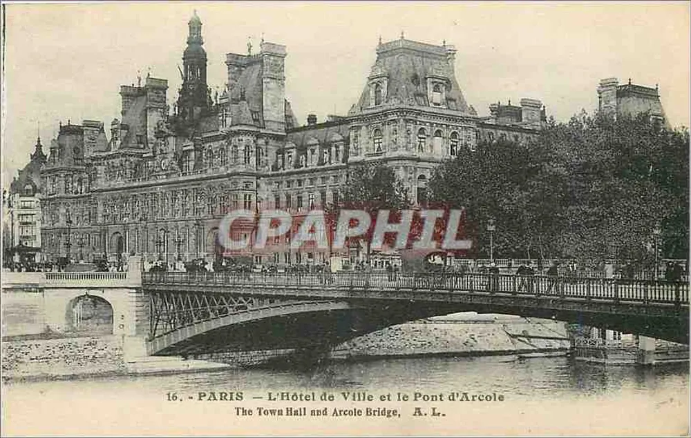 Paris — Das Rathaus und der Pont d'Arcole — A. L. - Vorderseite