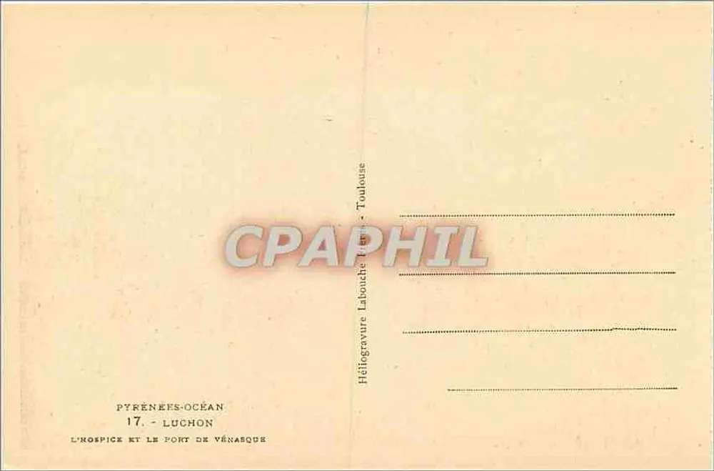 L'Hospice et le Port de Vénasque — Hélio 38 — Éditeur Hélio - Verso