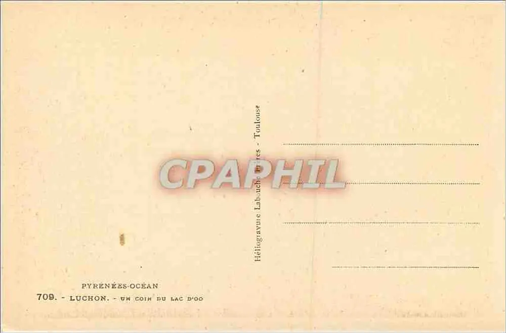 Luchon — Un coin du Lac d'Oo — Éditeur Labauchouse, n° 709 - Verso