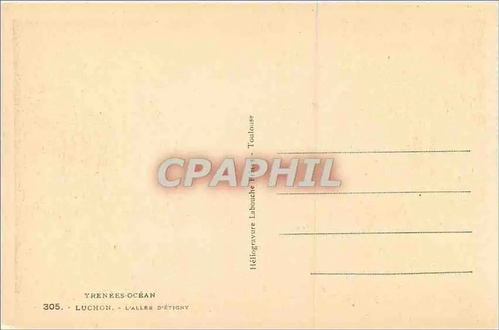 Luchon - A Avenida d'Étigny — Héliogravure Labouche Toulouse, n°305 - Verso