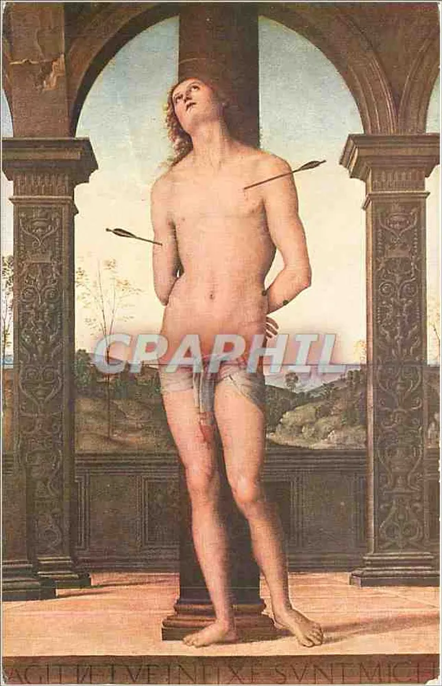 São Sebastião — pintura de Pietro Perugino (1446-1524) — Museu do Louvre (Escola Italiana) - Frente