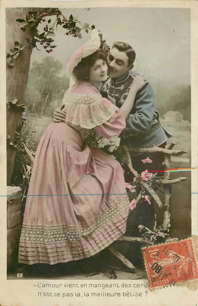Amor e cerejas — cena romântica — editor desconhecido, n° 62 - Frente