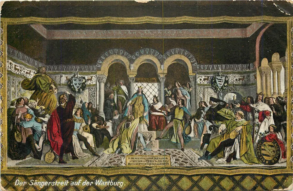 Le Débat des Chanteurs à la Wantburg — scena historyczna — wydawca nieznany, numer serii nie widoczny - Awers