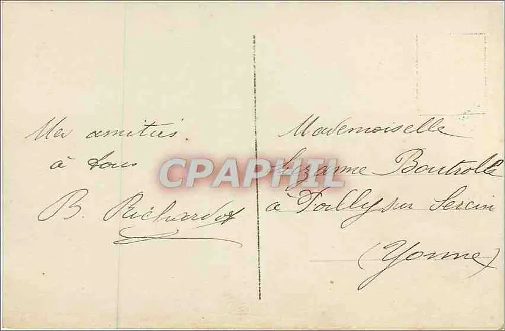 Femme en robe rose et jaune — Bonne Fête 1911 — B.B.R. n°696 - Verso